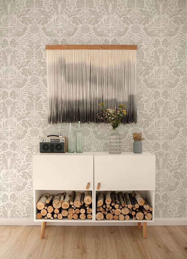 Nestle Dove Bird Block Print Wallpaper - York Wallcoverings - 4122-27003 - York Wallcoverings Wallpaper