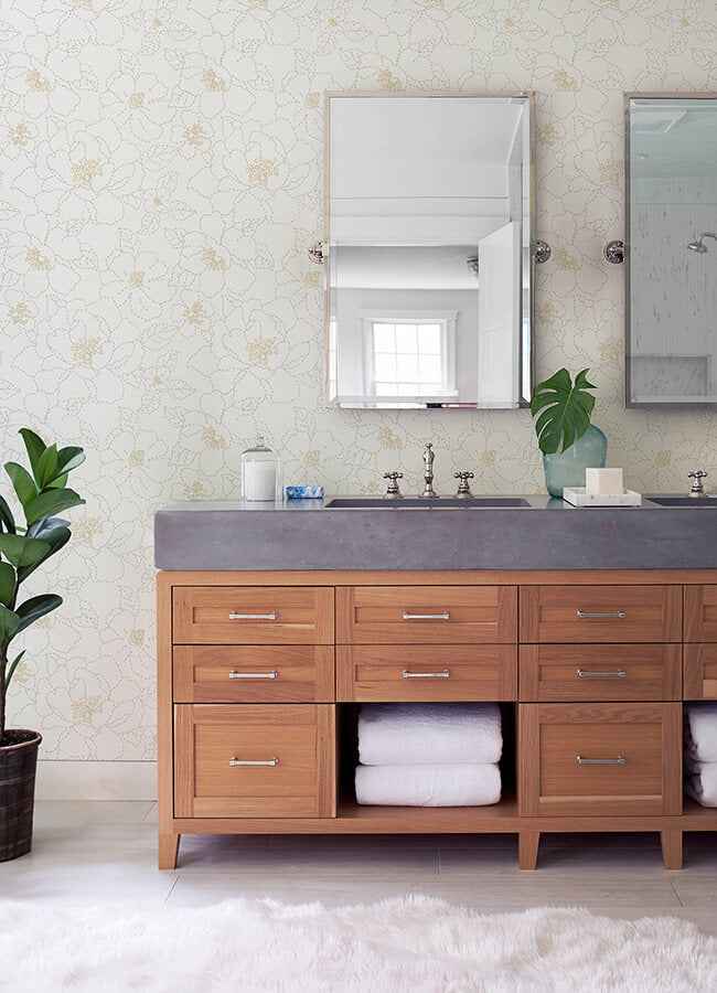 gardena-white-embroidered-floral-wallpaper-york-wallcoverings-4122-27007 - York Wallcoverings Wallpaper
