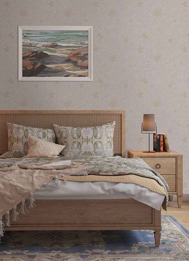 gardena-lavender-embroidered-floral-wallpaper-york-wallcoverings-4122-27008 - York Wallcoverings Wallpaper