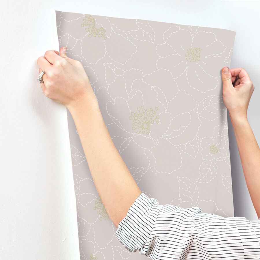gardena-lavender-embroidered-floral-wallpaper-york-wallcoverings-4122-27008 - York Wallcoverings Wallpaper