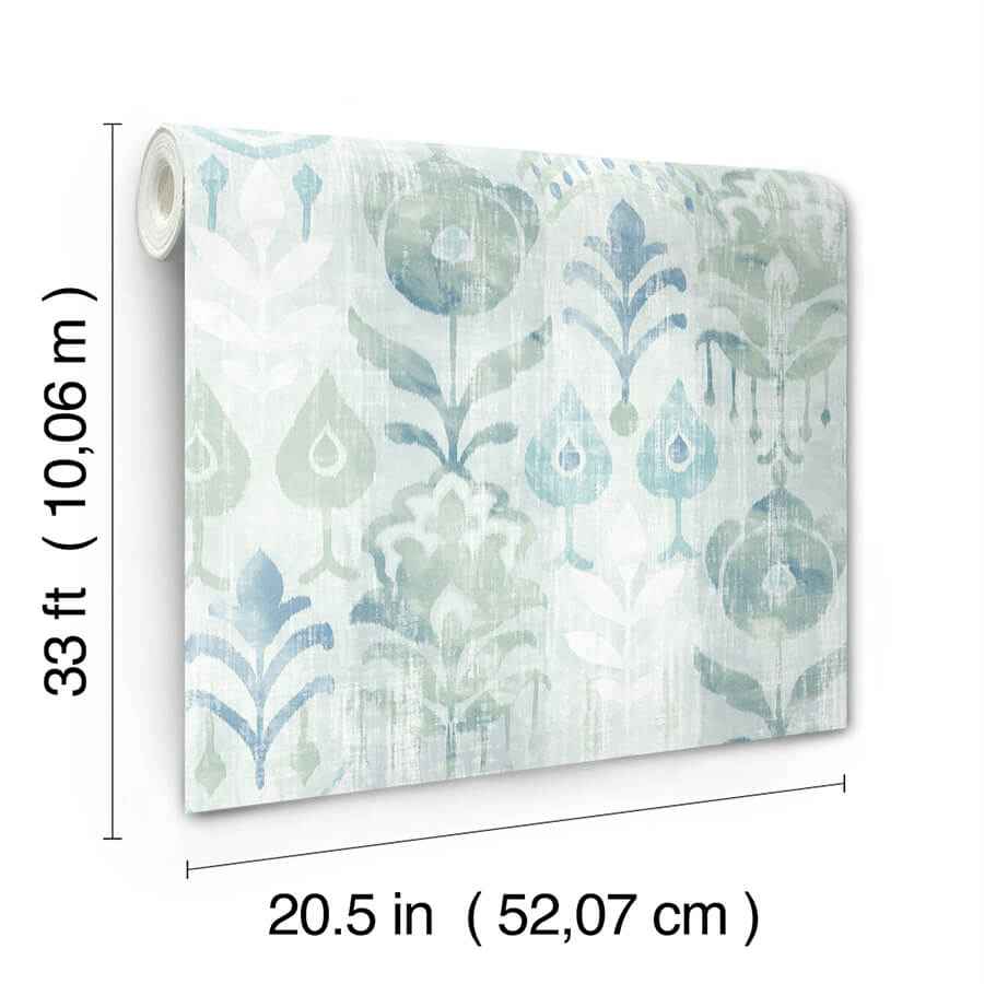 pavord-green-floral-shibori-wallpaper-york-wallcoverings-4122-27012 - York Wallcoverings Wallpaper