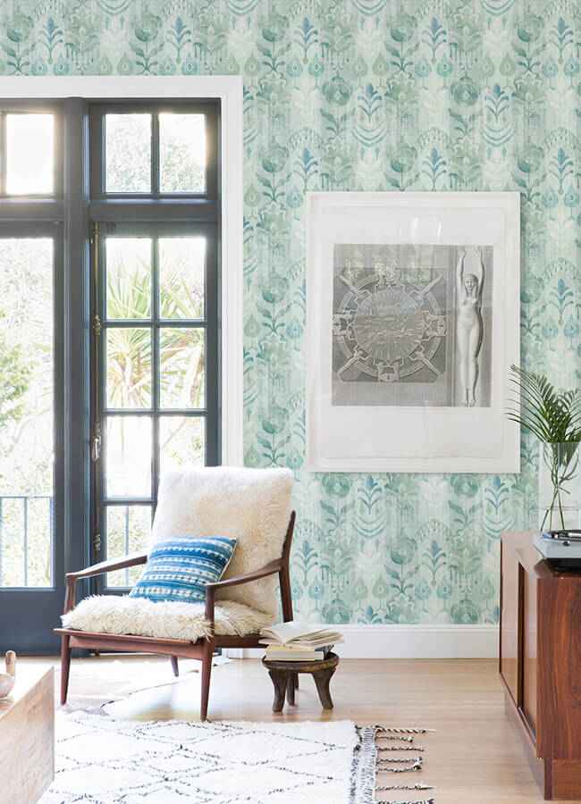 pavord-green-floral-shibori-wallpaper-york-wallcoverings-4122-27012 - York Wallcoverings Wallpaper