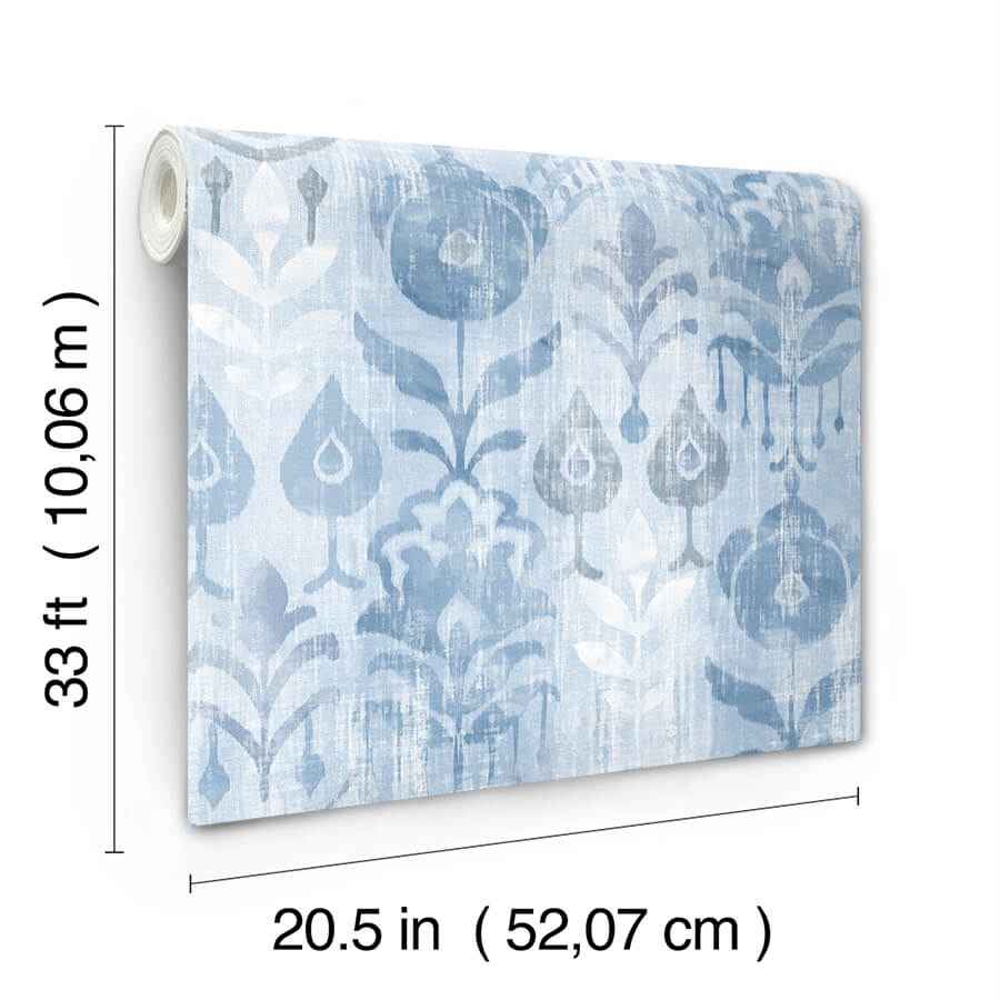 pavord-blue-floral-shibori-wallpaper-york-wallcoverings-4122-27013 - York Wallcoverings Wallpaper