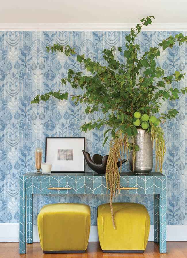 pavord-blue-floral-shibori-wallpaper-york-wallcoverings-4122-27013 - York Wallcoverings Wallpaper