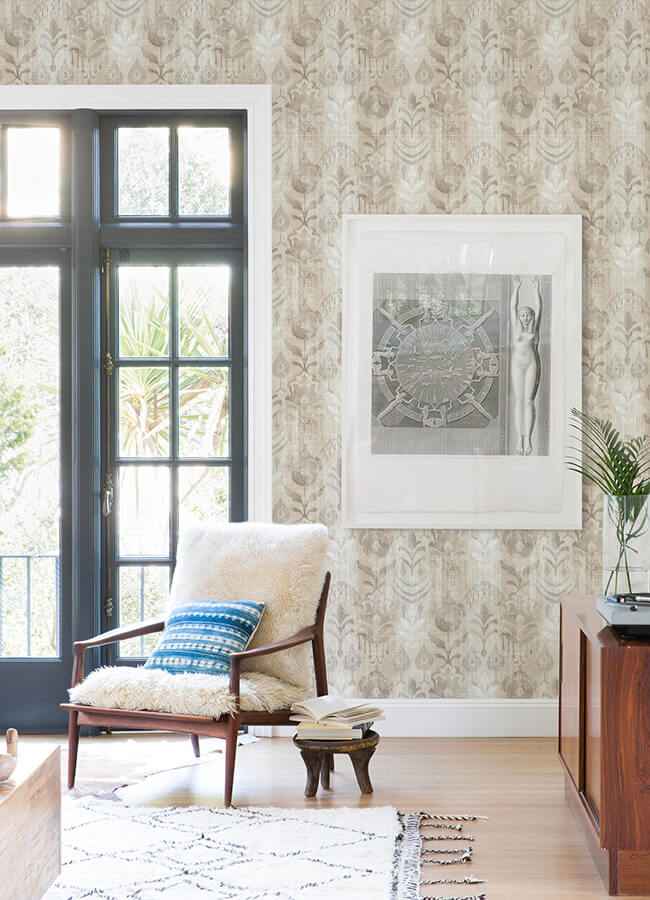 Pavord Neutral Floral Shibori Wallpaper - York Wallcoverings - 4122-27015 - York Wallcoverings Wallpaper