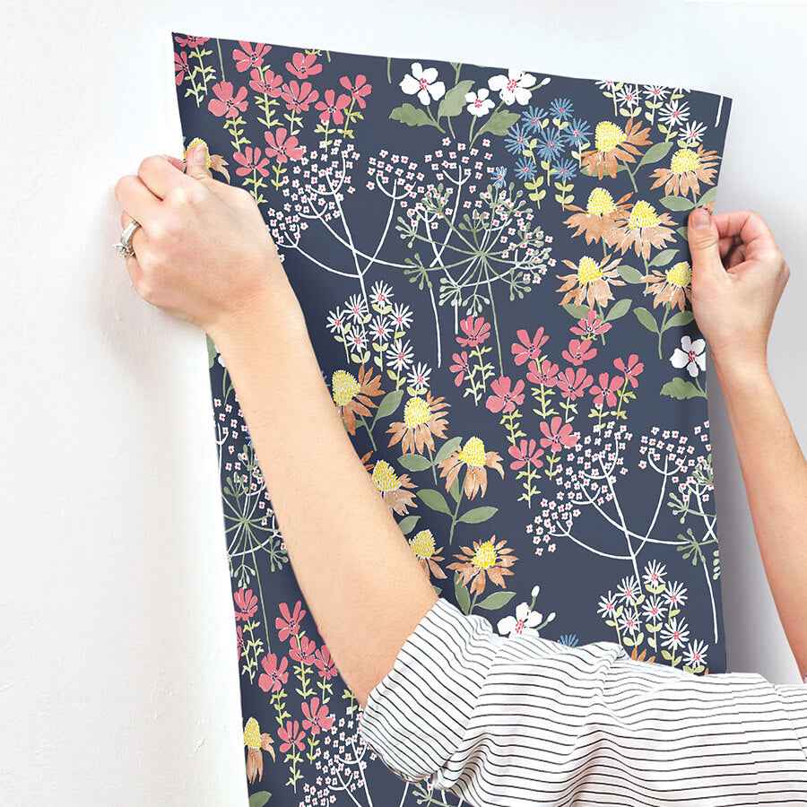 cultivate-navy-springtime-blooms-wallpaper-york-wallcoverings-4122-27016 - York Wallcoverings Wallpaper