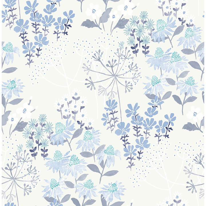 cultivate-blue-springtime-blooms-wallpaper-york-wallcoverings-4122-27017 - York Wallcoverings Wallpaper