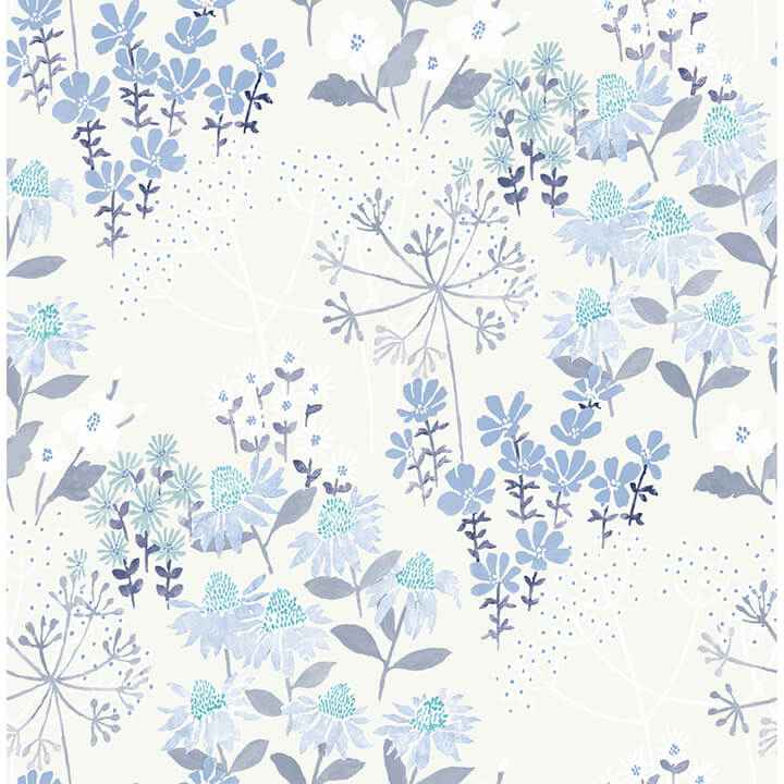 Cultivate Blue Springtime Blooms Wallpaper - York Wallcoverings - 4122-27017 - York Wallcoverings Wallpaper