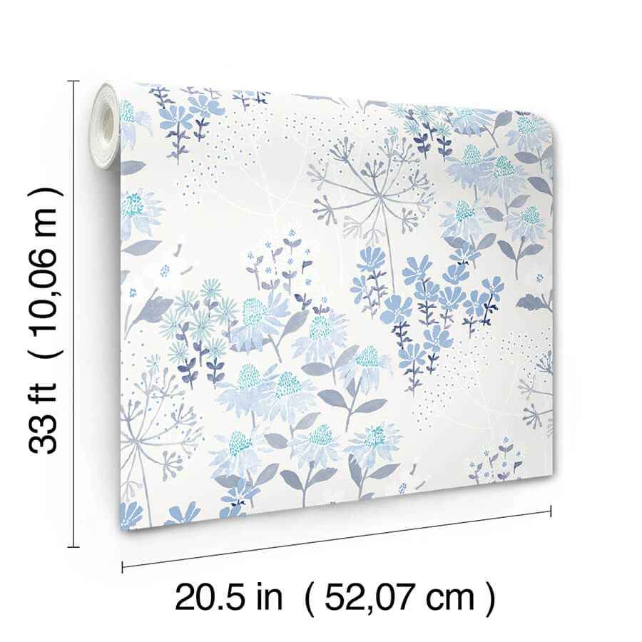 cultivate-blue-springtime-blooms-wallpaper-york-wallcoverings-4122-27017 - York Wallcoverings Wallpaper