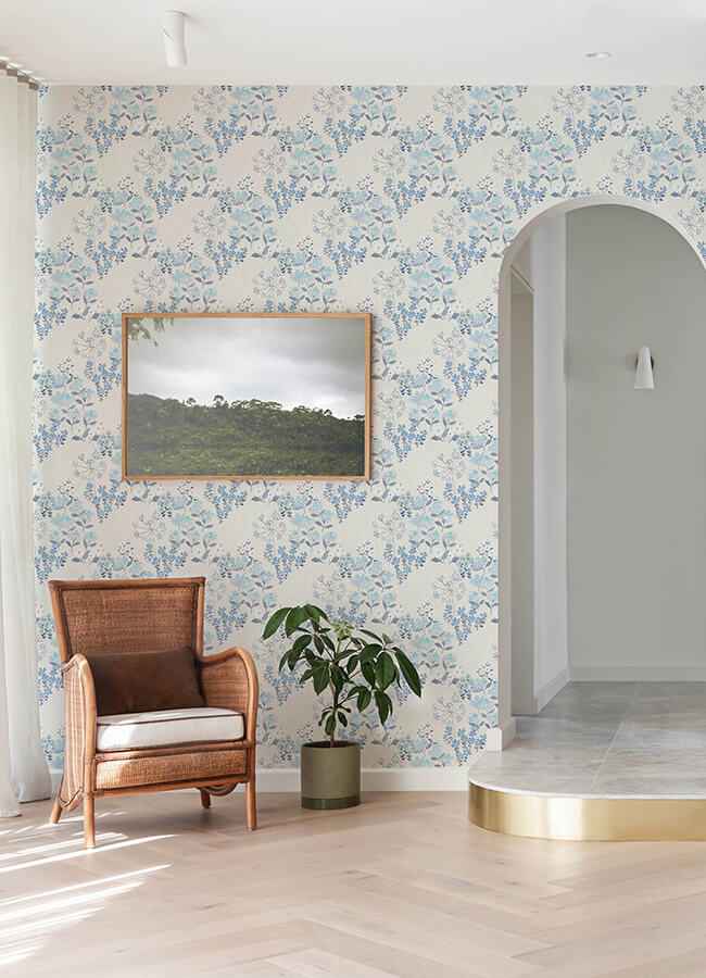 Cultivate Blue Springtime Blooms Wallpaper - York Wallcoverings - 4122-27017 - York Wallcoverings Wallpaper