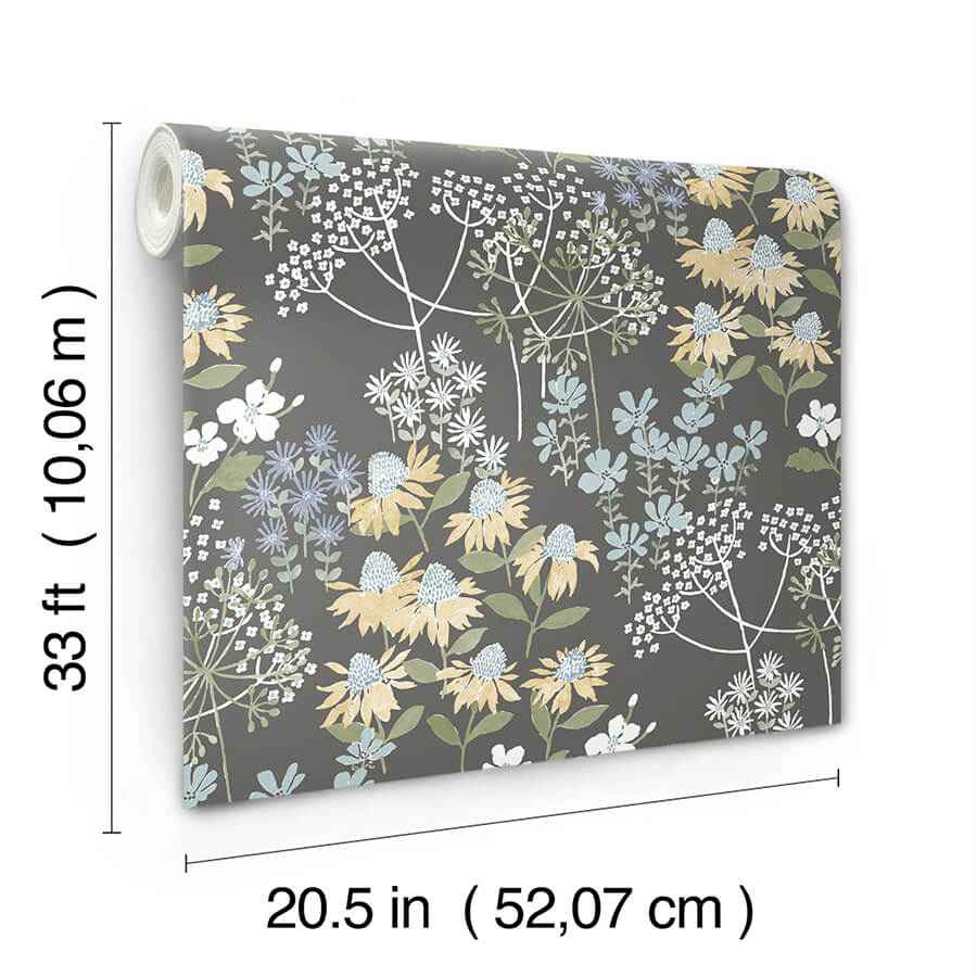 cultivate-grey-springtime-blooms-wallpaper-york-wallcoverings-4122-27018 - York Wallcoverings Wallpaper