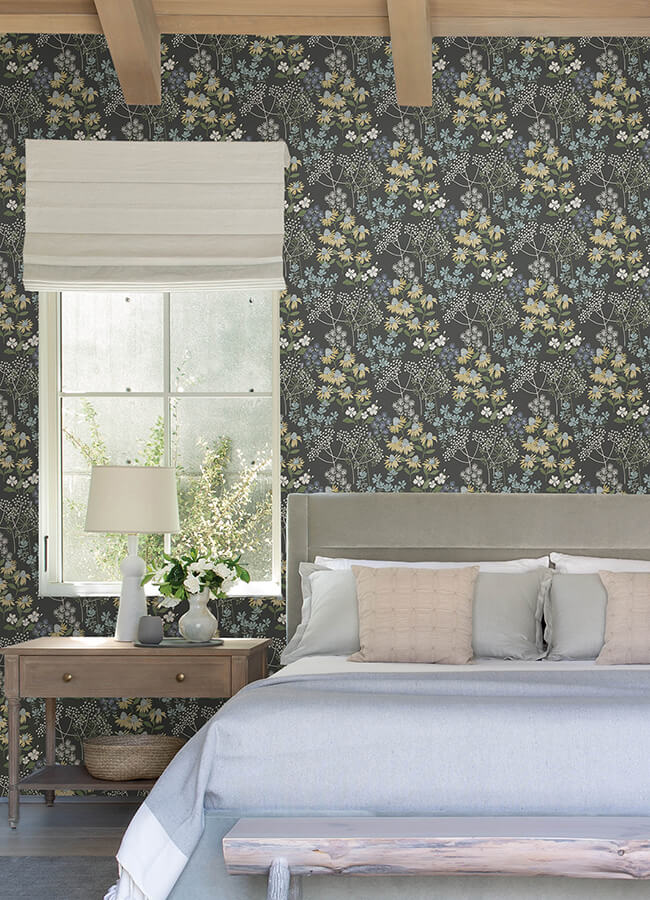 cultivate-grey-springtime-blooms-wallpaper-york-wallcoverings-4122-27018 - York Wallcoverings Wallpaper