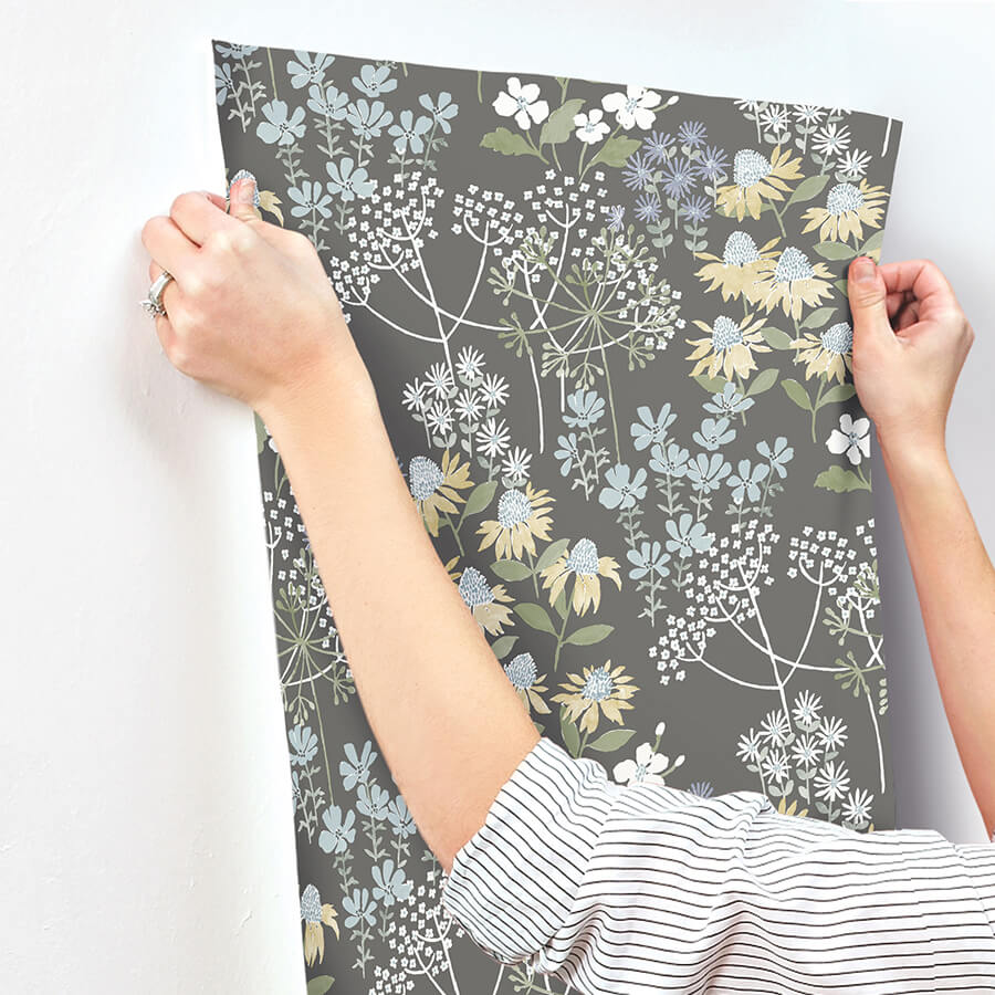 cultivate-grey-springtime-blooms-wallpaper-york-wallcoverings-4122-27018 - York Wallcoverings Wallpaper