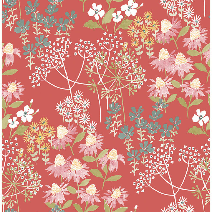 cultivate-red-springtime-blooms-wallpaper-york-wallcoverings-4122-27019 - York Wallcoverings Wallpaper