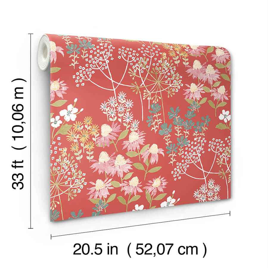 Cultivate Red Springtime Blooms Wallpaper - York Wallcoverings - 4122-27019 - York Wallcoverings Wallpaper