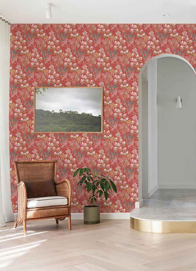 cultivate-red-springtime-blooms-wallpaper-york-wallcoverings-4122-27019 - York Wallcoverings Wallpaper