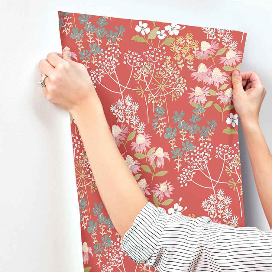 Cultivate Red Springtime Blooms Wallpaper - York Wallcoverings - 4122-27019 - York Wallcoverings Wallpaper
