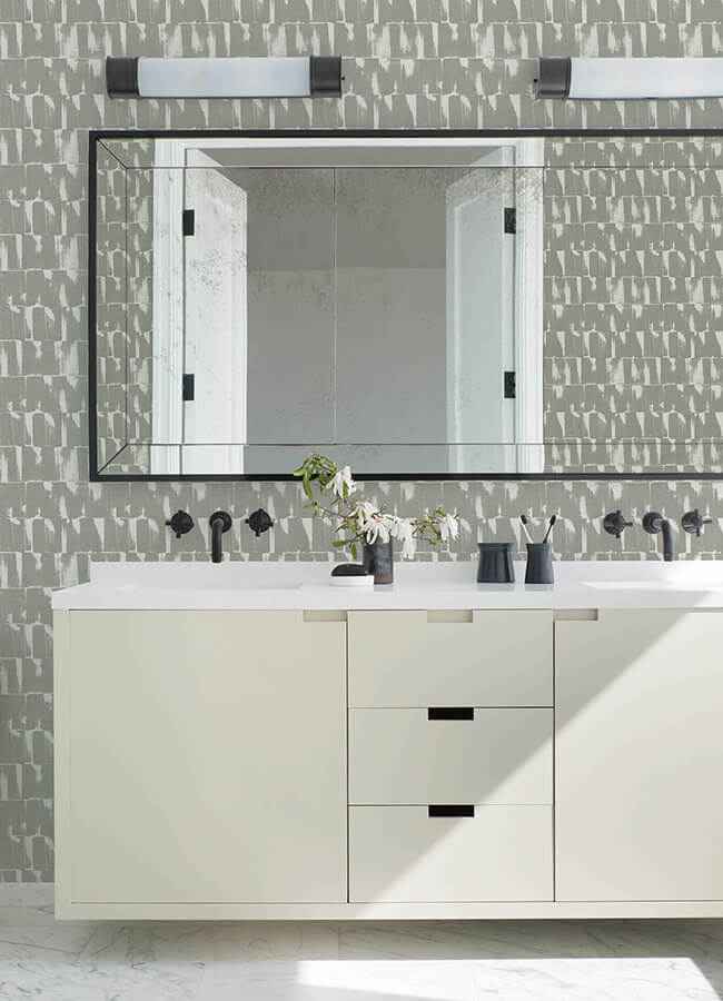 Bancroft Grey Artistic Stripe Wallpaper - York Wallcoverings - 4122-27022 - York Wallcoverings Wallpaper