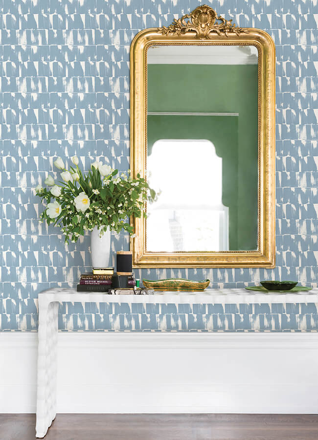 bancroft-blue-artistic-stripe-wallpaper-york-wallcoverings-4122-27025 - York Wallcoverings Wallpaper