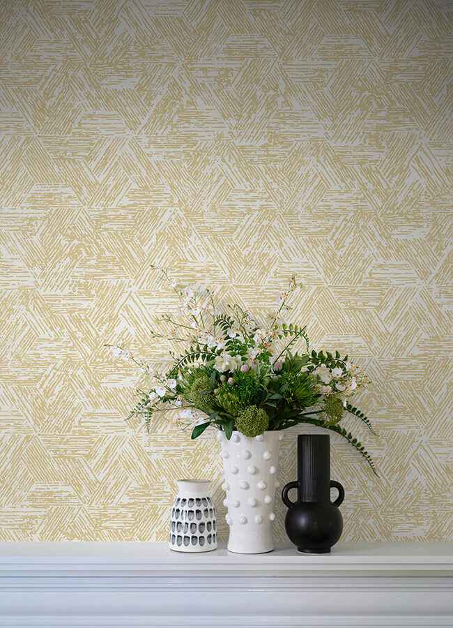 retreat-yellow-quilted-geometric-wallpaper-york-wallcoverings-4122-27032 - York Wallcoverings Wallpaper