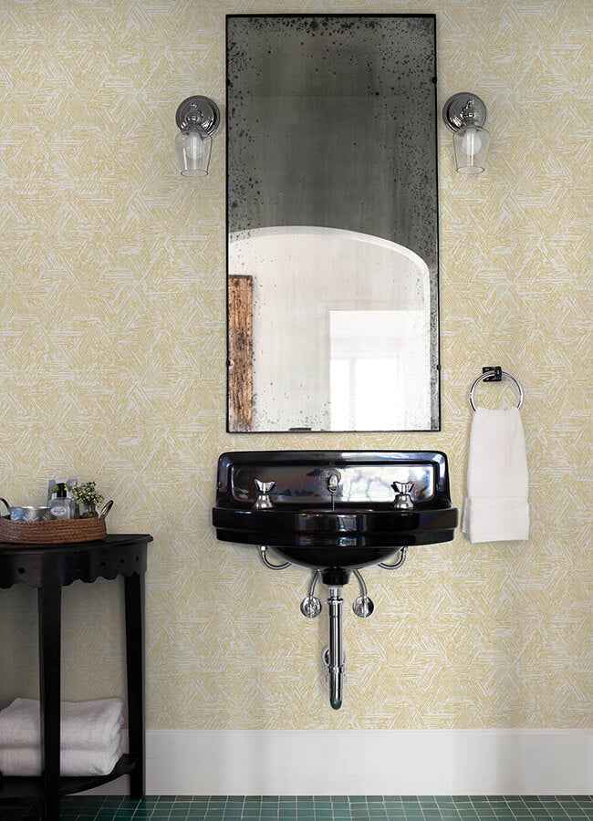 retreat-yellow-quilted-geometric-wallpaper-york-wallcoverings-4122-27032 - York Wallcoverings Wallpaper