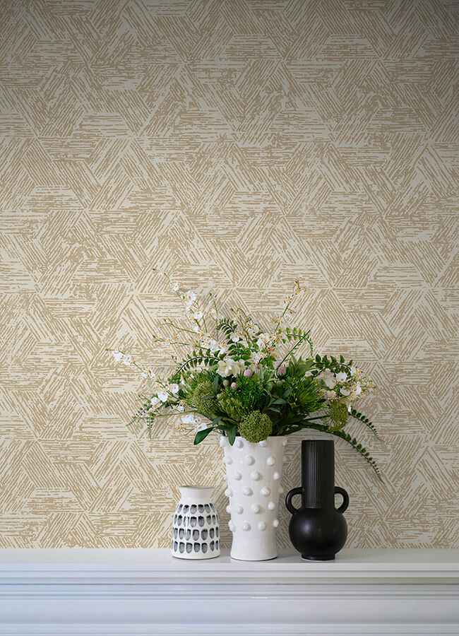 Retreat Light Brown Quilted Geometric Wallpaper - York Wallcoverings - 4122-27033 - York Wallcoverings Wallpaper