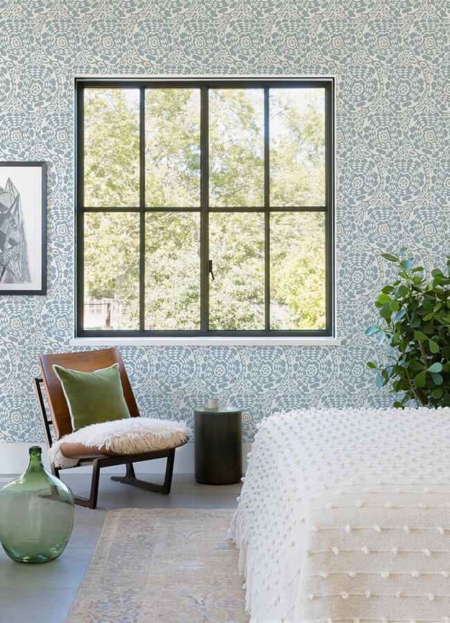Divine Light Blue Abstract Medallion Wallpaper - York Wallcoverings - 4122-27039 - York Wallcoverings Wallpaper