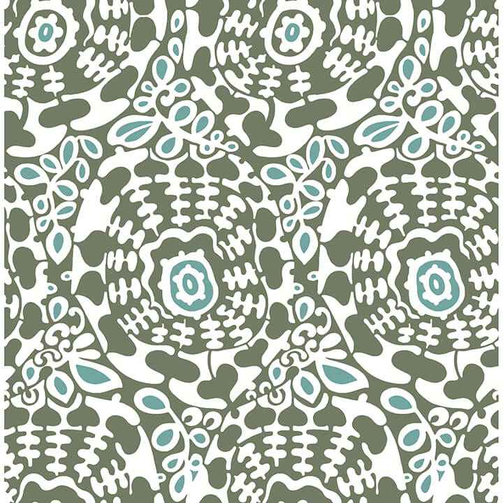 Divine Green Abstract Medallion Wallpaper - York Wallcoverings - 4122-27040 - York Wallcoverings Wallpaper