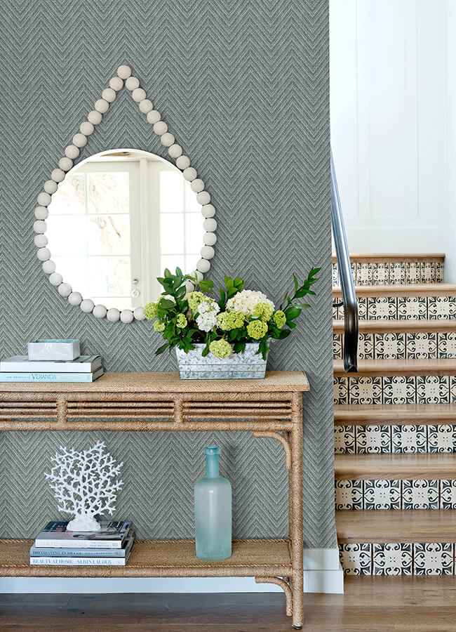 Glynn Denim Chevron Wallpaper - York Wallcoverings - 4122-27044 - York Wallcoverings Wallpaper