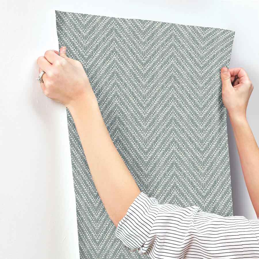 glynn-denim-chevron-wallpaper-york-wallcoverings-4122-27044 - York Wallcoverings Wallpaper