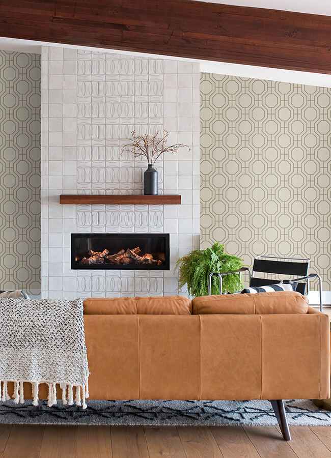 manor-taupe-geometric-trellis-wallpaper-york-wallcoverings-4122-27046 - York Wallcoverings Wallpaper
