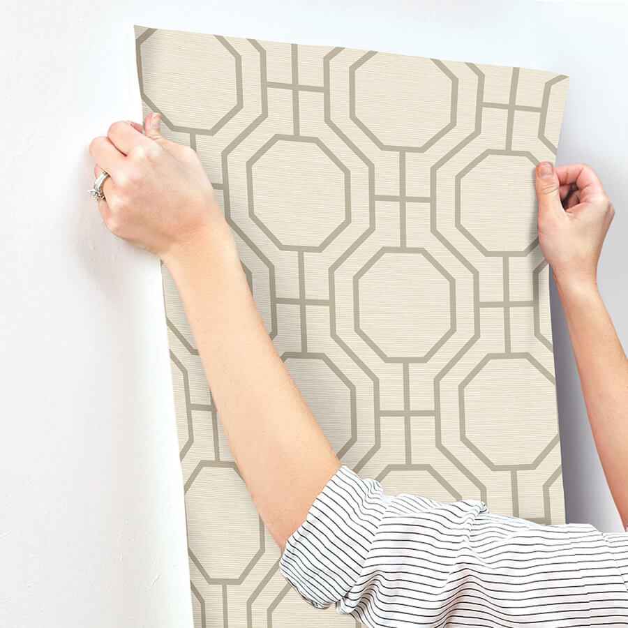 Manor Taupe Geometric Trellis Wallpaper - York Wallcoverings - 4122-27046 - York Wallcoverings Wallpaper