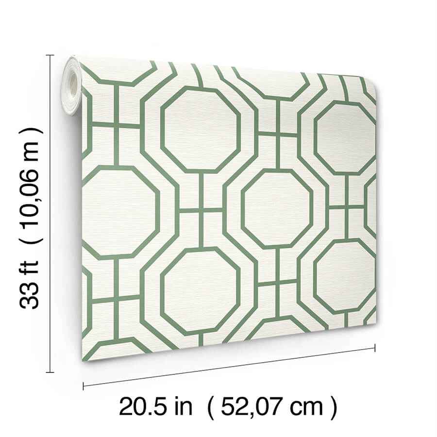 manor-green-geometric-trellis-wallpaper-york-wallcoverings-4122-27047 - York Wallcoverings Wallpaper