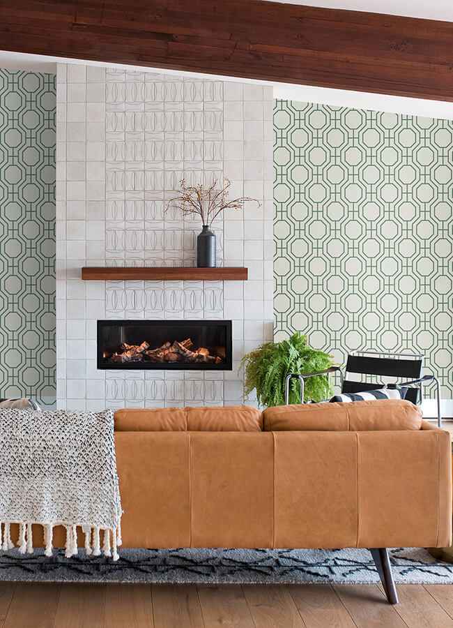 Manor Green Geometric Trellis Wallpaper - York Wallcoverings - 4122-27047 - York Wallcoverings Wallpaper