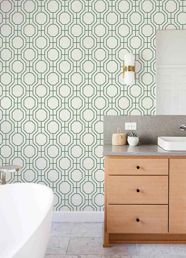 Manor Green Geometric Trellis Wallpaper - York Wallcoverings - 4122-27047 - York Wallcoverings Wallpaper