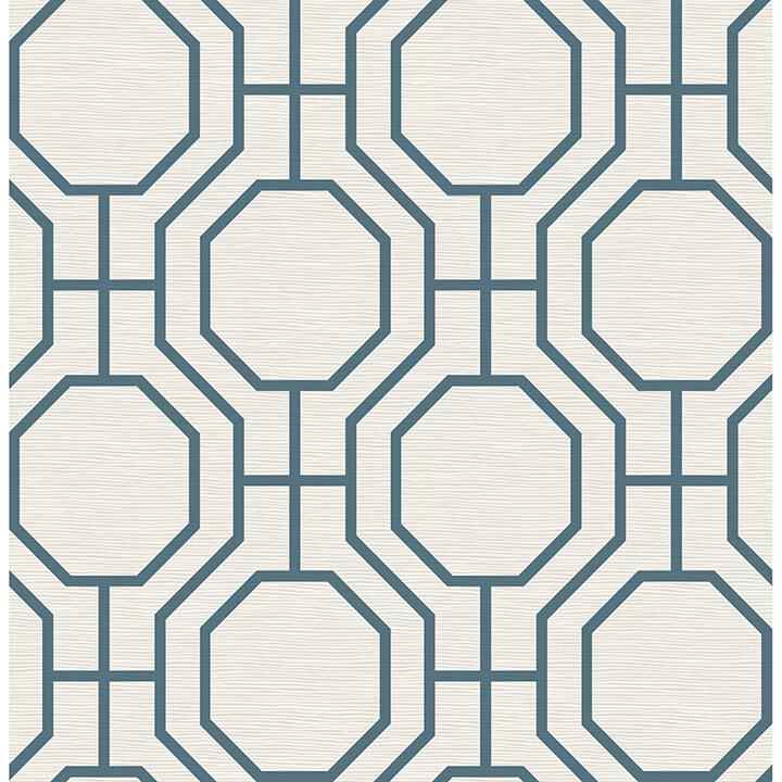 manor-blue-geometric-trellis-wallpaper-york-wallcoverings-4122-27048 - York Wallcoverings Wallpaper