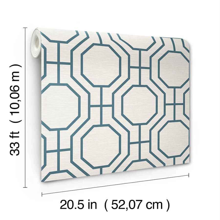 manor-blue-geometric-trellis-wallpaper-york-wallcoverings-4122-27048 - York Wallcoverings Wallpaper