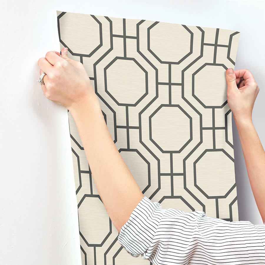 Manor Black Geometric Trellis Wallpaper - York Wallcoverings - 4122-27049 - York Wallcoverings Wallpaper