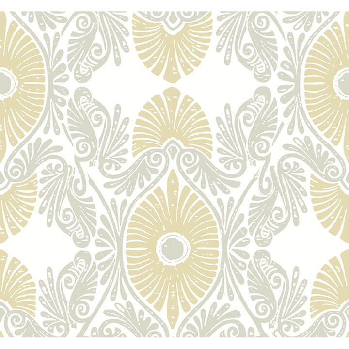 villa-light-yellow-embellished-ogee-wallpaper-york-wallcoverings-4122-72400 - York Wallcoverings Wallpaper