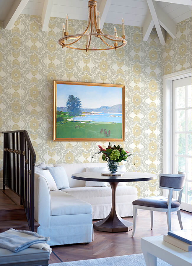 villa-light-yellow-embellished-ogee-wallpaper-york-wallcoverings-4122-72400 - York Wallcoverings Wallpaper