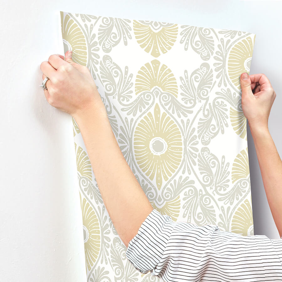 villa-light-yellow-embellished-ogee-wallpaper-york-wallcoverings-4122-72400 - York Wallcoverings Wallpaper