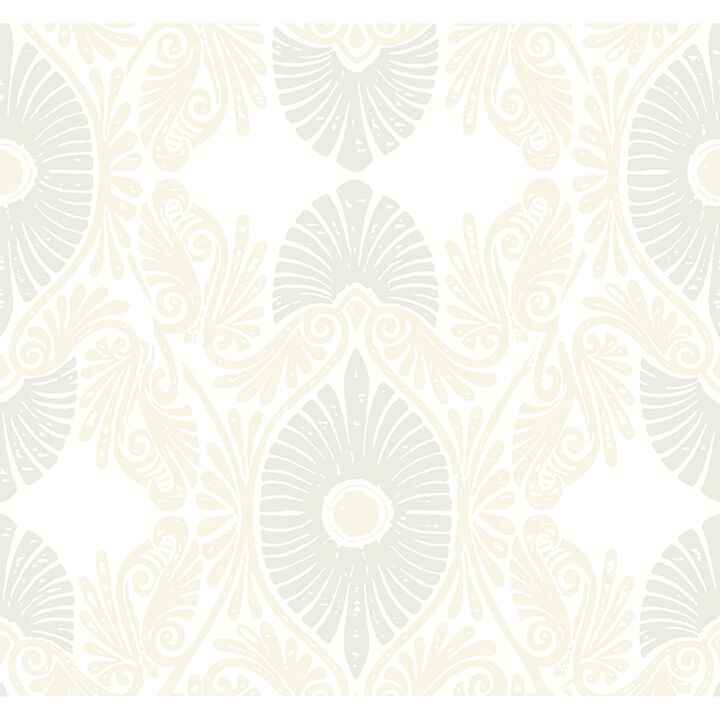 Villa Bone Embellished Ogee Wallpaper - York Wallcoverings - 4122-72402 - York Wallcoverings Wallpaper