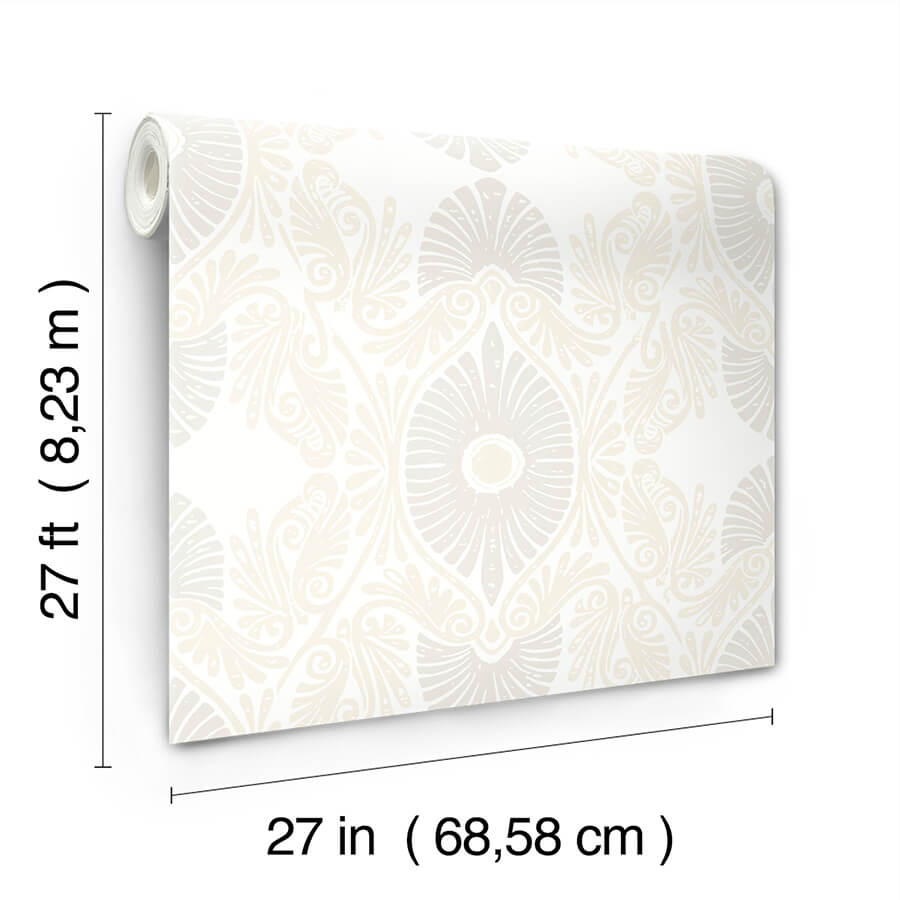 villa-bone-embellished-ogee-wallpaper-york-wallcoverings-4122-72402 - York Wallcoverings Wallpaper