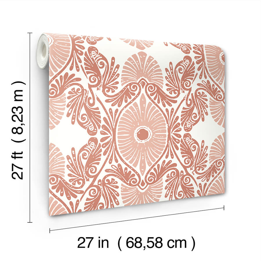 villa-raspberry-embellished-ogee-wallpaper-york-wallcoverings-4122-72403 - York Wallcoverings Wallpaper