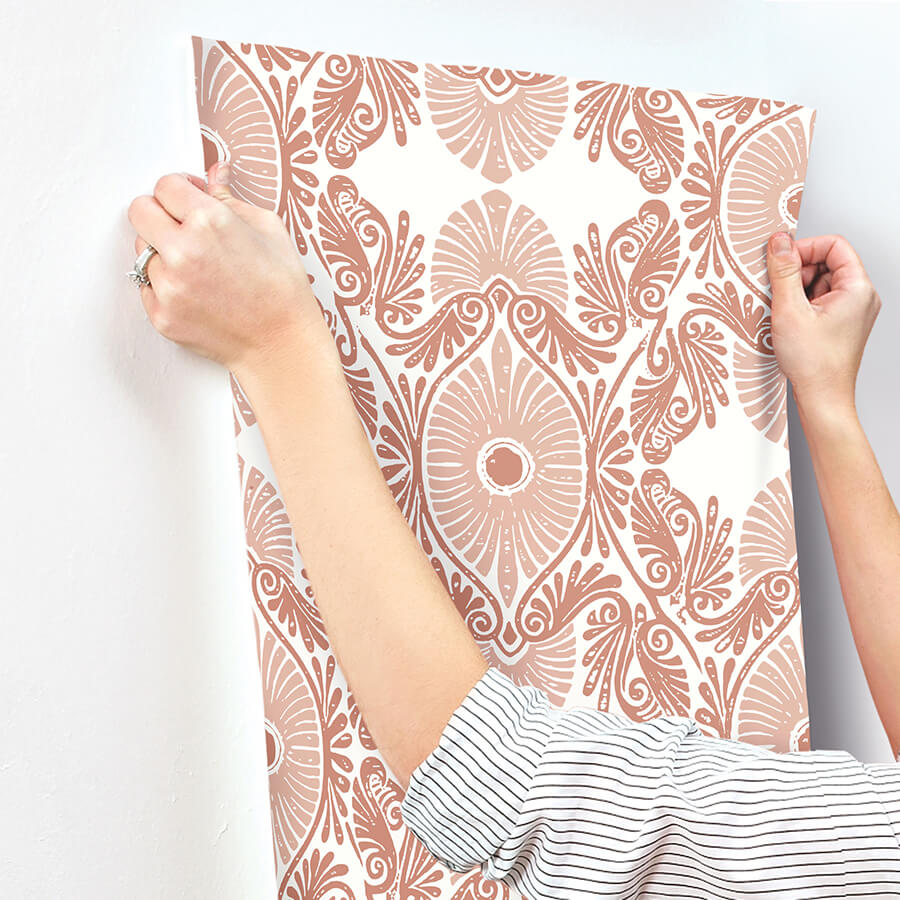 villa-raspberry-embellished-ogee-wallpaper-york-wallcoverings-4122-72403 - York Wallcoverings Wallpaper