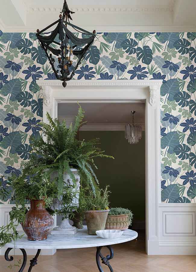 medellin-blue-rainforest-floor-wallpaper-york-wallcoverings-4122-72411 - York Wallcoverings Wallpaper