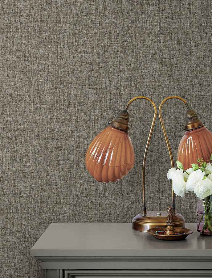 Halliday Espresso Faux Linen Wallpaper - York Wallcoverings - 4144-9106 - York Wallcoverings Wallpaper