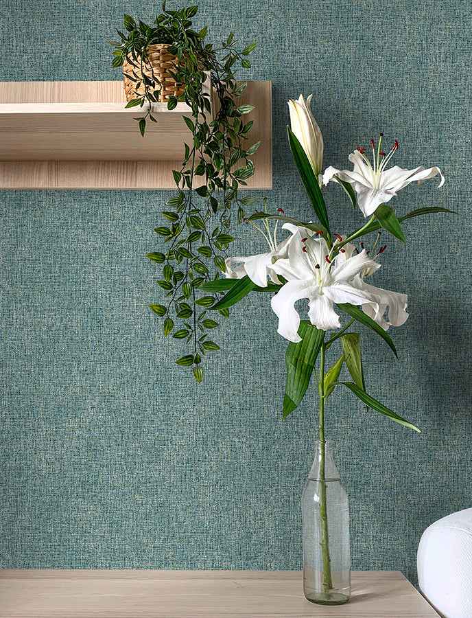 buxton-blue-faux-weave-wallpaper-york-wallcoverings-4144-9123 - York Wallcoverings Wallpaper