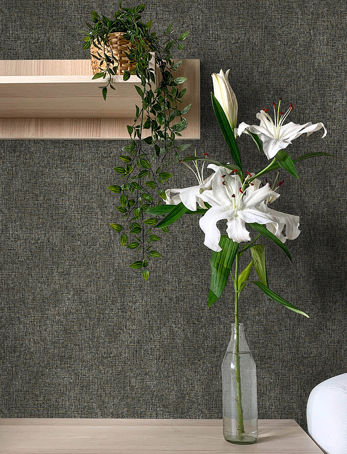 buxton-charcoal-faux-weave-wallpaper-york-wallcoverings-4144-9124 - York Wallpaper Wallpaper