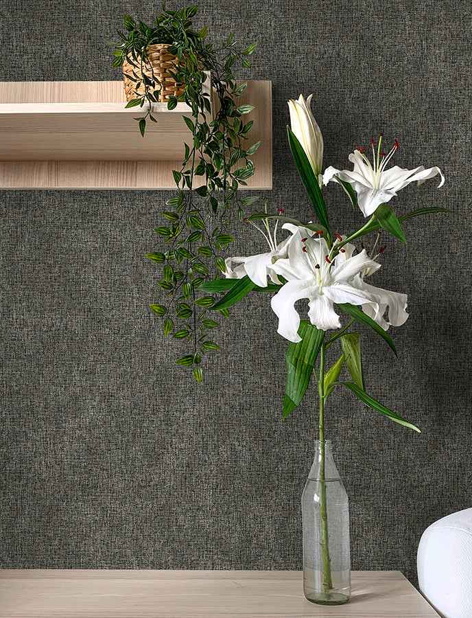 buxton-charcoal-faux-weave-wallpaper-york-wallcoverings-4144-9124 - York Wallcoverings Wallpaper
